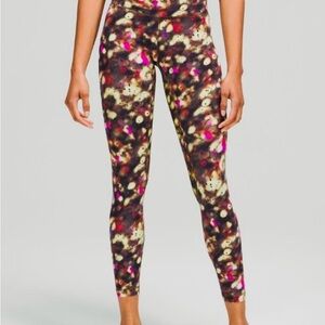 Lululemon Soft Focus Splatter, Olive Green Align Hi-Rise Pant, 25", Size 2